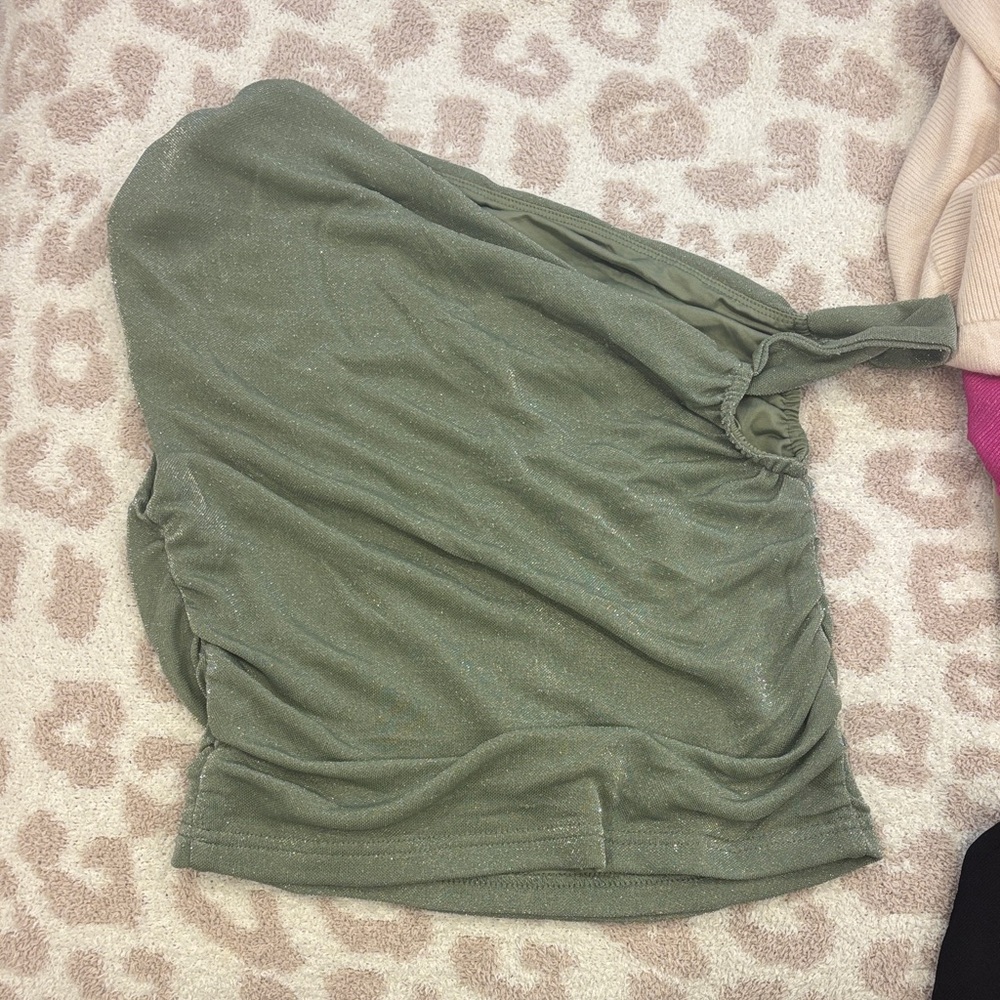 Princess Polly Olive Green One-Shoulder Top